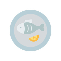 Fish Seafood Flat Color Icon: Healthy Food and Protein