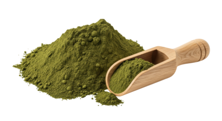 Isolated Henna Powder with Wooden Spoon