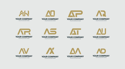 Golden Abstract A and N Lettermark Logos for Premium Corporate Branding on Light Grey Background