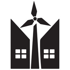 Eco Factory with Renewable Energy Icon
