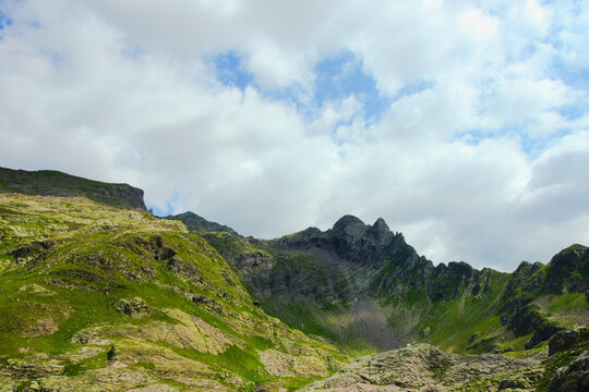  Alpine peaks Cima Alice, Pizzo Tre Confini, Punta Stefania. Orobie Alps, Lombardy, Italy