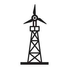 Power Transmission Tower Icon - wind power balck icon 