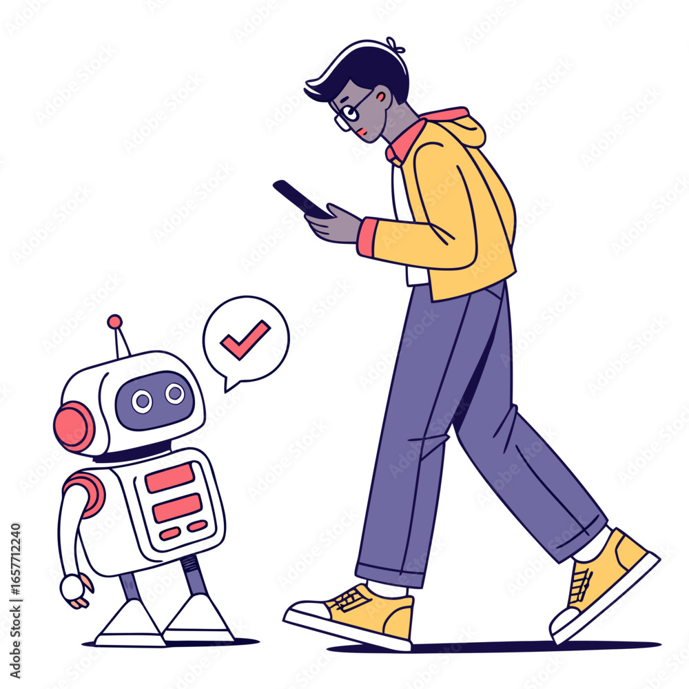 Poster man and robot interaction with smartphone technology