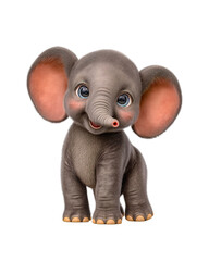 Obraz premium Cutesy Elephant's Glee: A digitally rendered, adorable baby elephant exudes pure joy with wide eyes, its small trunk curled upwards, and ears spread wide. The scene evokes warmth and glee.