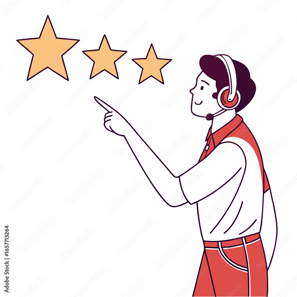 Poster Man pointing at stars rating review