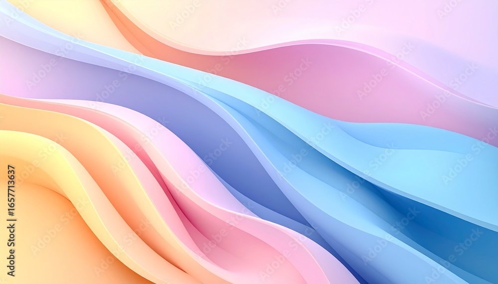 Poster abstract pastel color design with flowing curves and smooth textures.