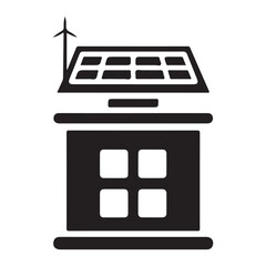 Solar Panel House Icon - eco house with solar panel - green  energy vector - sustainable living house