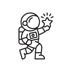Fototapeta premium Minimalist Astronaut Line Art with Planet – Clean Space Vector