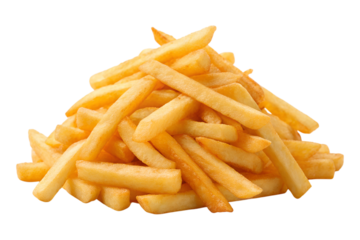 Crispy French fries pile isolated on transparent background