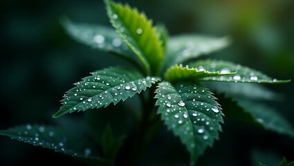 Nature Background of Greenery with Moisture and Sharp Details