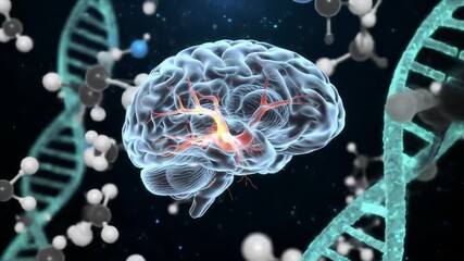 Human brain neuron network DNA strand and molecular structure representing neuroscience, genetics, medical research, biology, and anatomy with scientific, innovative, and analytical atmosphere - Powered by Adobe