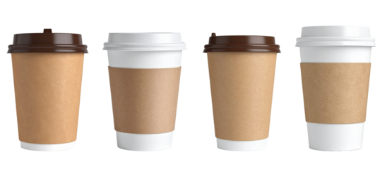 3d Illustration of takeout disposable cups isolated on transparent background.