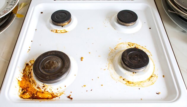 Dirty stovetop with food residue