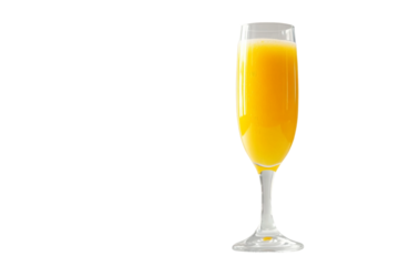 Sparkling mimosa drink served in elegant flute glass isolated on transparent background