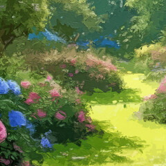 Various oil paintings, flowers, waterfalls, lakes, landscapes, forests, chrysanthemums, roses, peonies, flowers