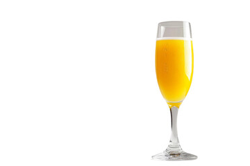 Mimosa cocktail with citrus garnish in flute glass isolated on transparent background
