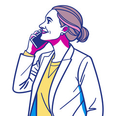 Professional woman talking on phone wearing blazer
