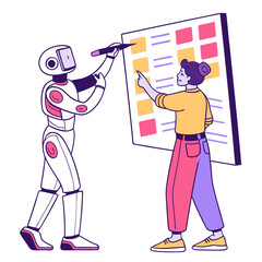 Robot and person collaborate on project human collaboration