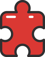 Red puzzle piece symbolizing teamwork, solution, and problem solving
