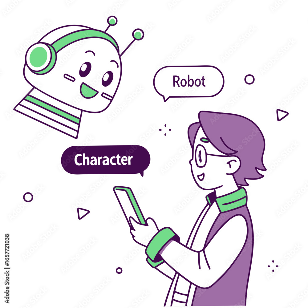 Poster robot character interaction with person using technology