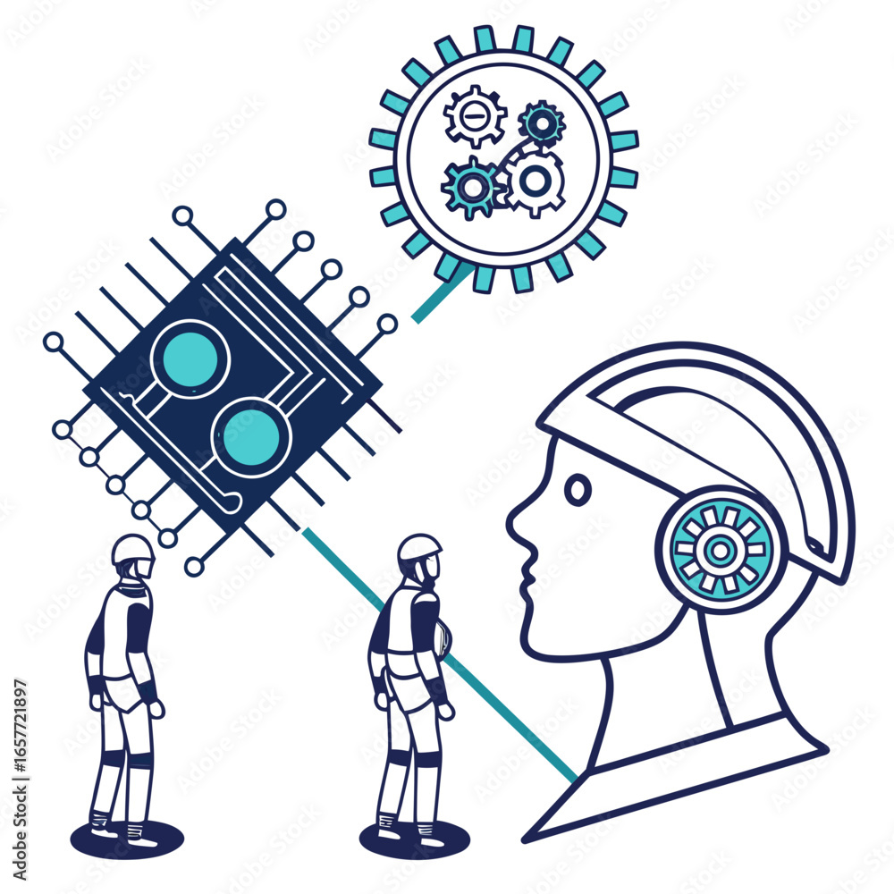 Poster robots interacting with technology and ai artificial intelligence