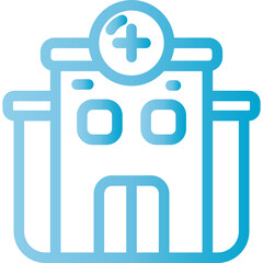 Modern hospital building with cross symbol, medical care concept