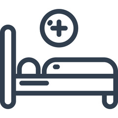 Modern hospital bed icon for medical service promotions