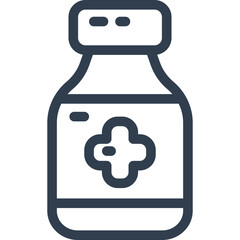 Medicine bottle icon with cross symbol for health care needs