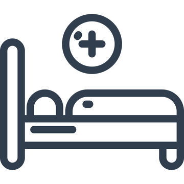 Modern hospital bed icon for medical service promotions