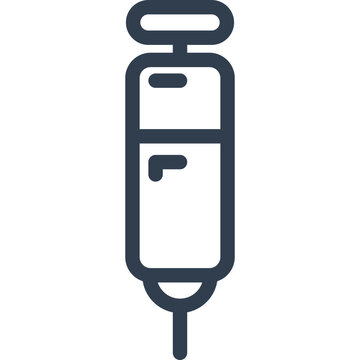 Simple syringe icon for medical treatment and immunization