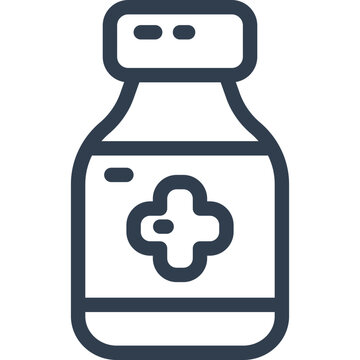 Medicine bottle icon with cross symbol for health care needs