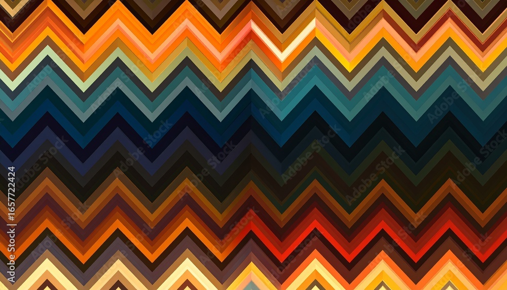 Aufkleber a vibrant abstract background featuring a seamless geometric chevron pattern with colorful zigzag li