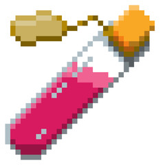 Naklejka premium Game ready 32 bit Small Potion Bottle with label pixel art