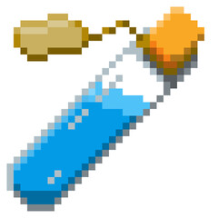 Naklejka premium Game ready 32 bit Small Potion Bottle with label pixel art