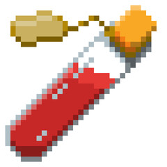 Naklejka premium Game ready 32 bit Small Potion Bottle with label pixel art