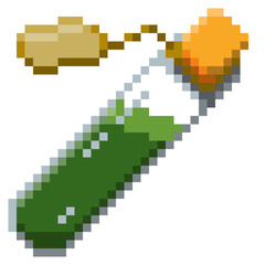Naklejka premium Game ready 32 bit Small Potion Bottle with label pixel art