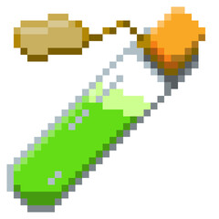 Naklejka premium Game ready 32 bit Small Potion Bottle with label pixel art