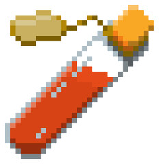 Naklejka premium Game ready 32 bit Small Potion Bottle with label pixel art