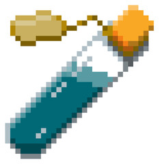 Naklejka premium Game ready 32 bit Small Potion Bottle with label pixel art
