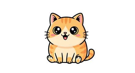 Obraz premium Cute Cartoon Style Orange Striped Kitten Animal Digital Art Illustration