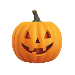Fototapeta premium A carved orange jack o lantern with a stem on transparent background