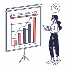 Woman analyzing financial growth chart business finance