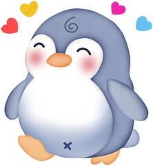 Penguin smile with hearts