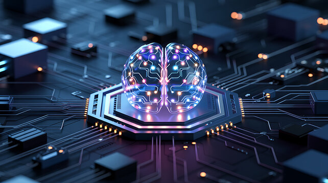 Fiber optic cables with glowing light spots technology background