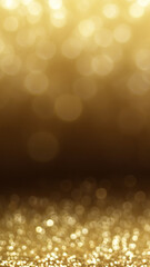 Glitter gold bokeh background with copy space. Size fits the mobile phone screen.