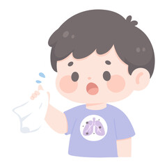 Illustration of Sick Boy Coughing
