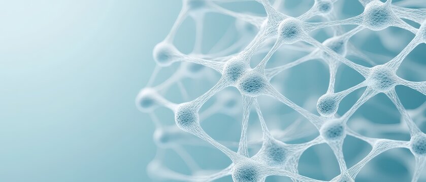 Abstract molecular network representing future synthetic biology innovation and scientific discovery.