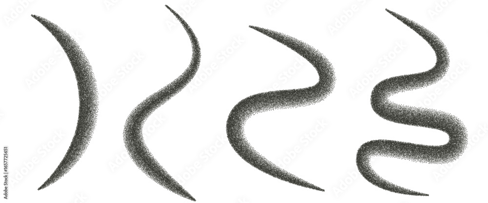 Poster organic wavy lines dotwork gradient shapes set. irregular dynamic halftone figures. random abstract 