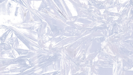 Crumpled cellophane plastic overlay on transparent background