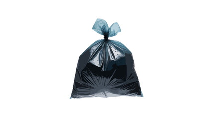black plastic trash bag isolated on transparent background 